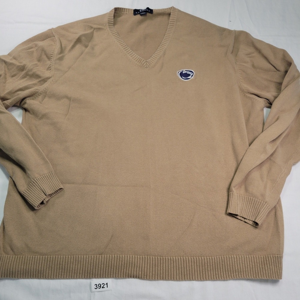 Penn State Nittany Lions V Neck Sweater Mens XL Tan Cotton Blend College